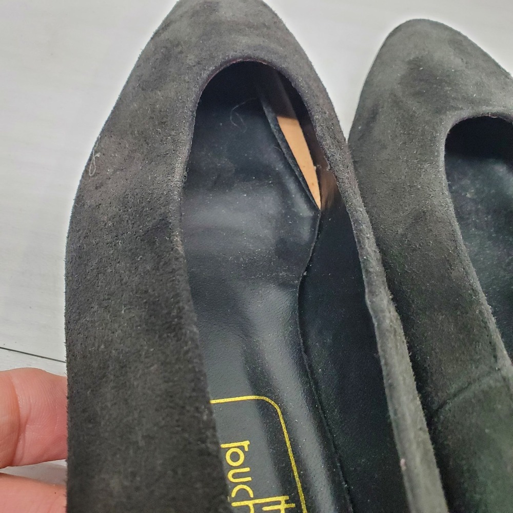 The Touch Of NINA Black Suede Leather Classic Evening Dress Heel Pump Size 6 M - Picture 12 of 16